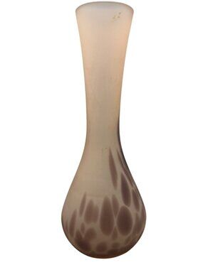 Vintage Pink Frosted Glass Bud Vase With Brown Speckled Design READ
